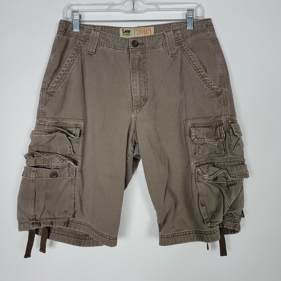 Lee‎ Dungarees Shorts Mens 29 Brown Stone Cargo Leg Pockets Casual Solid - Picture 1 of 5